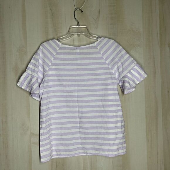 Southern Tide lavendar purple and white striped short ruffle sleeve top, medium - Picture 12 of 14